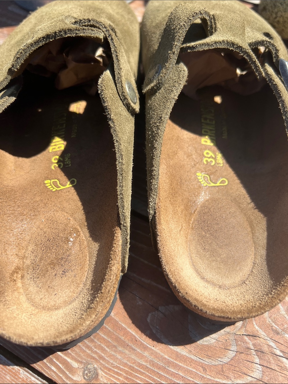 Birkenstock Olive Suede Clogs - Picture 8 of 9